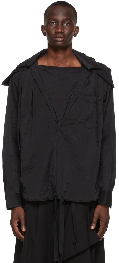 BED J.W. FORD Black Crinkled Nylon Hoodie 1