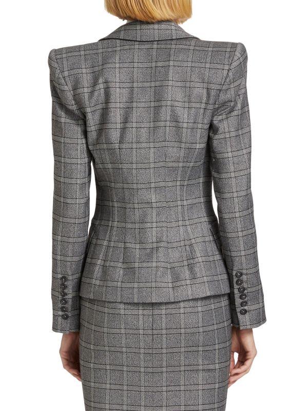 Sergio Hudson Wool-Blend Windowpane Plaid Blazer