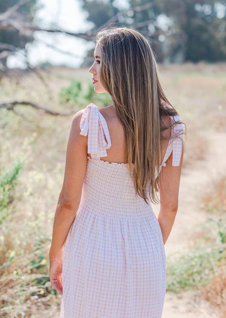 Liv Maternity Plaid Seersucker Maxi Sundress In Pink 4