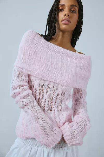 Fantastic Baby Fantastic Baby Gigi Off-The-Shoulder Open Knit Sweater