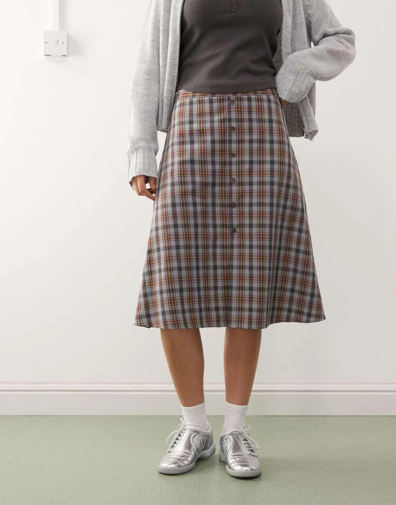 COLLUSION COLLUSION spliced midi skirt in check 2