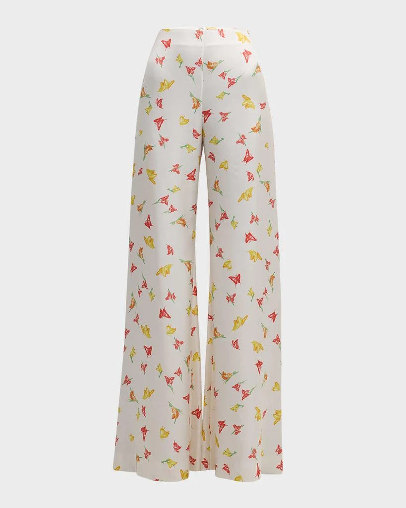 Hellessy Luc High-Rise Butterfly-Print Wide-Leg Silk Palazzo Pants 1