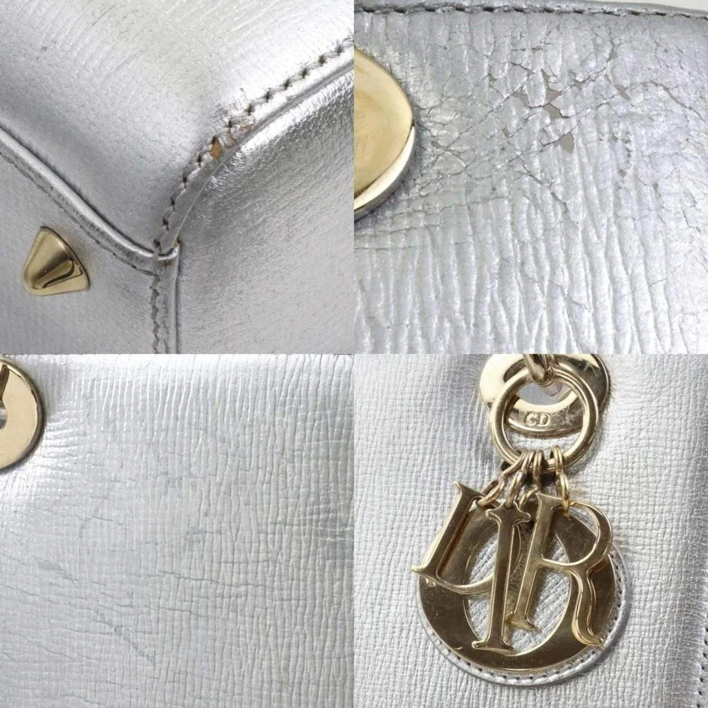 Dior Dior Metallic Silver Leather Medium Lady Dior Tote Bag 3