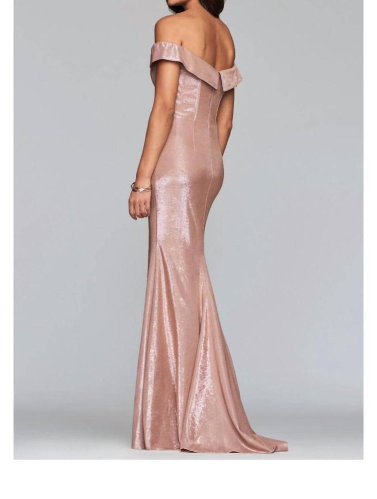 Faviana Faviana - Classic Metallic Off the Shoulder Gown