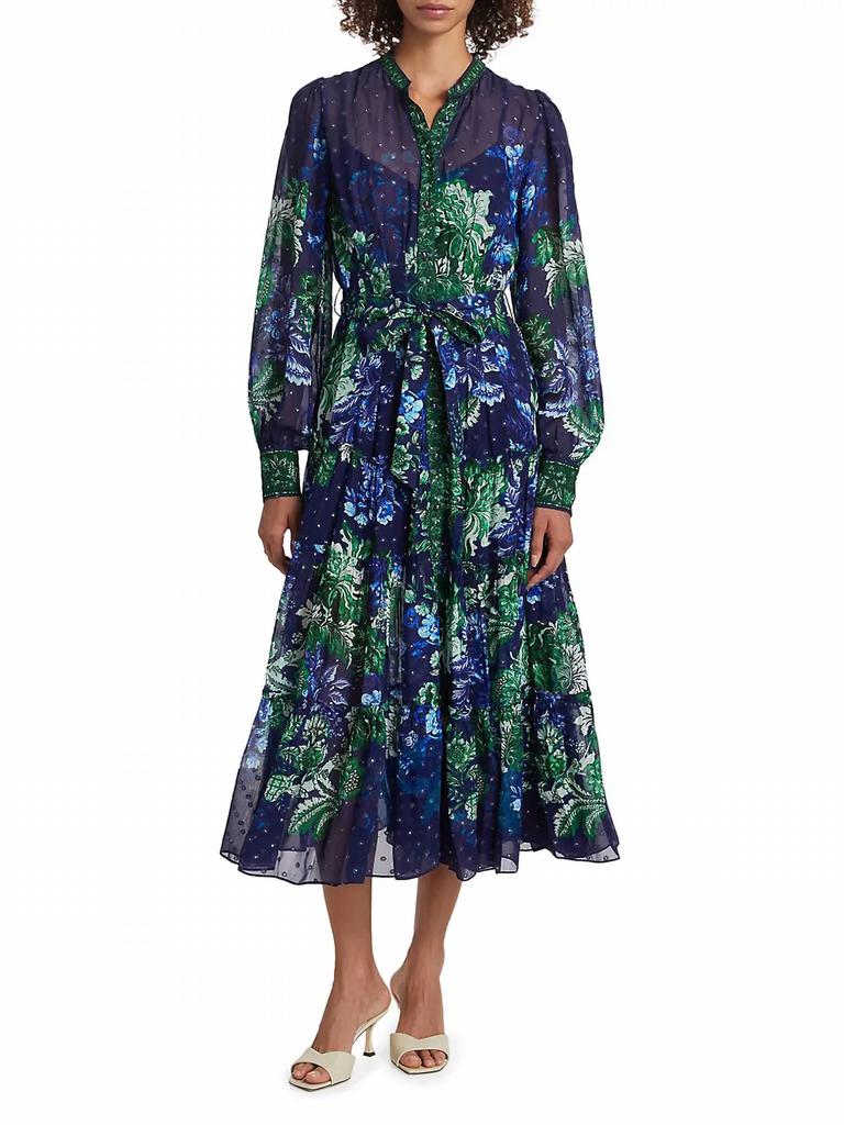 Hemant & Nandita Hemant & Nandita - Keva Floral Tie-waist Midi-dress
