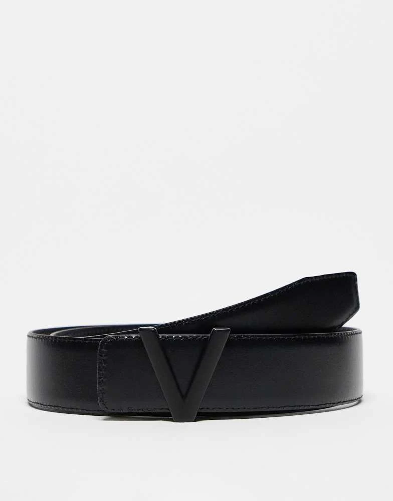 Mario Valentino Valentino dario tonal buckle belt in black 1