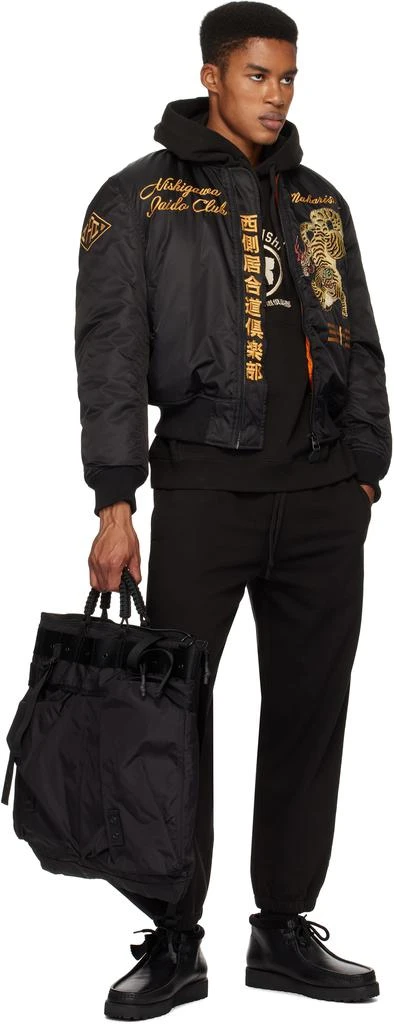 MAHARISHI Black Nishigawa Iaido Club Edition Kamon Embroidered Sweatpants 4