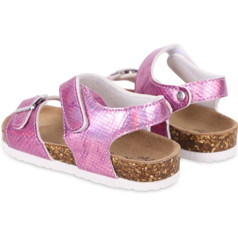 COLORS OF CALIFORNIA Shiny snakeskin imitation sandals in pink