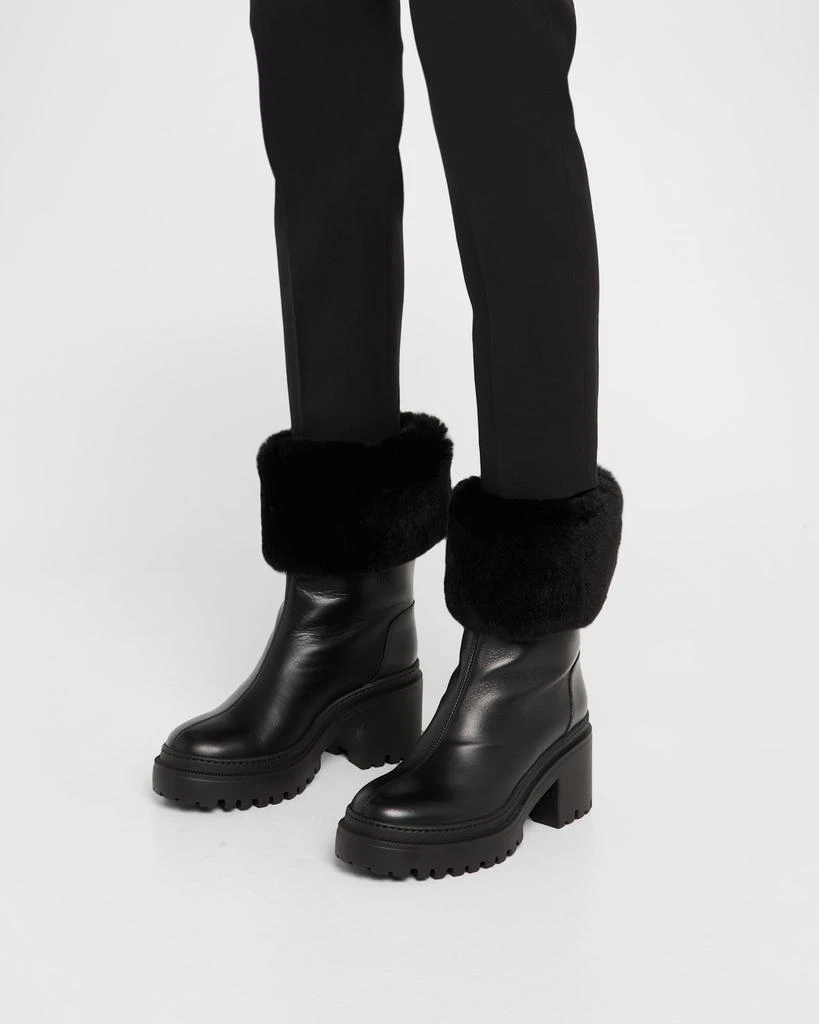 Giuseppe Zanotti Leather Ankle Boots with Shearling Cuff 2