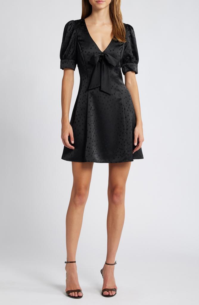 Charles Henry Dot Jacquard Satin Minidress