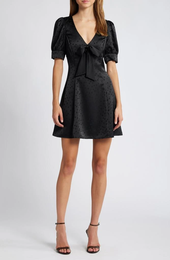 Charles Henry Dot Jacquard Satin Minidress 1