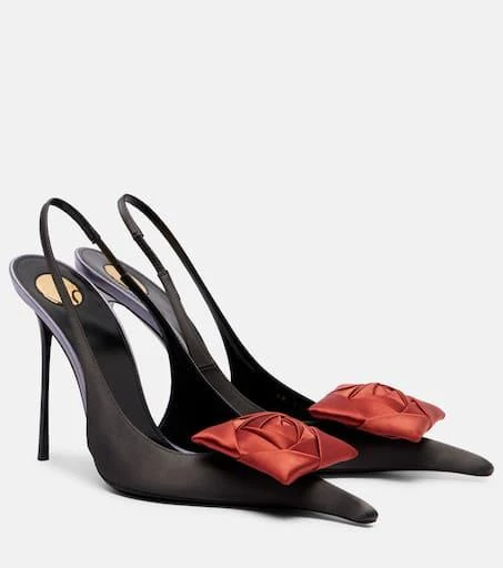 Yves Saint Laurent Amalia 110 crêpe satin slingback pumps 1