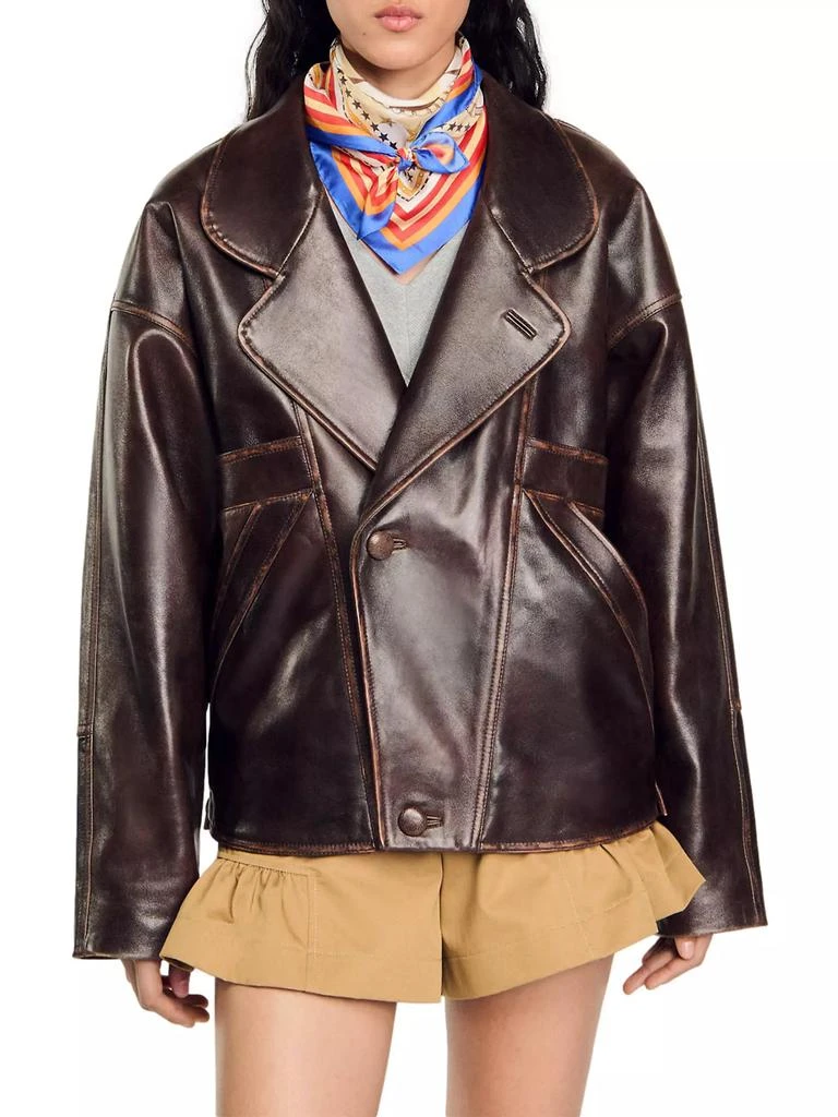 Sandro Oversized Leather Jacket 2