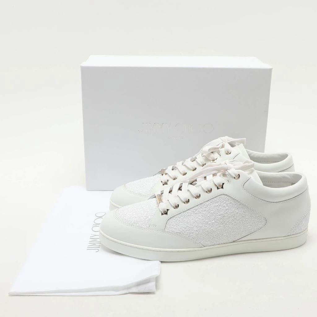 Jimmy Choo Jimmy Choo White Glitter and Leather Miami Low Top Sneakers Size 43 9
