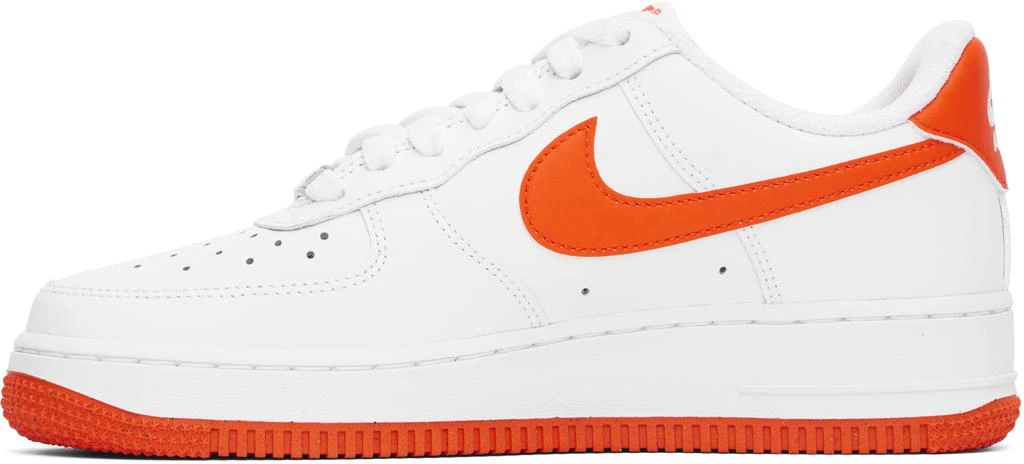 NIKE White & Orange Air Force 1 '07 Sneakers 3