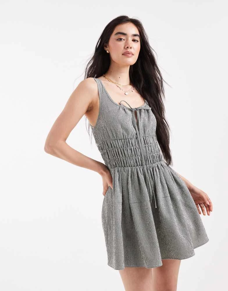 Daisy Street Daisy Street shirred waist detail mini dress in check gingham 1