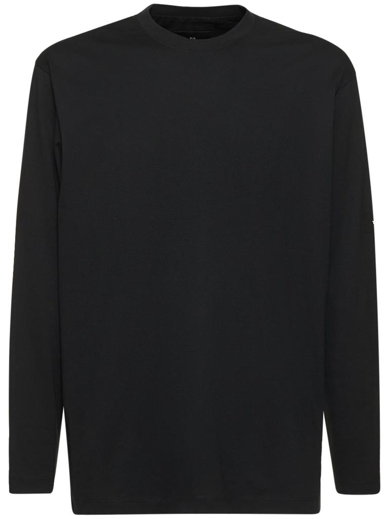 Y-3 Logo Cotton Jersey Long Sleeve T-shirt