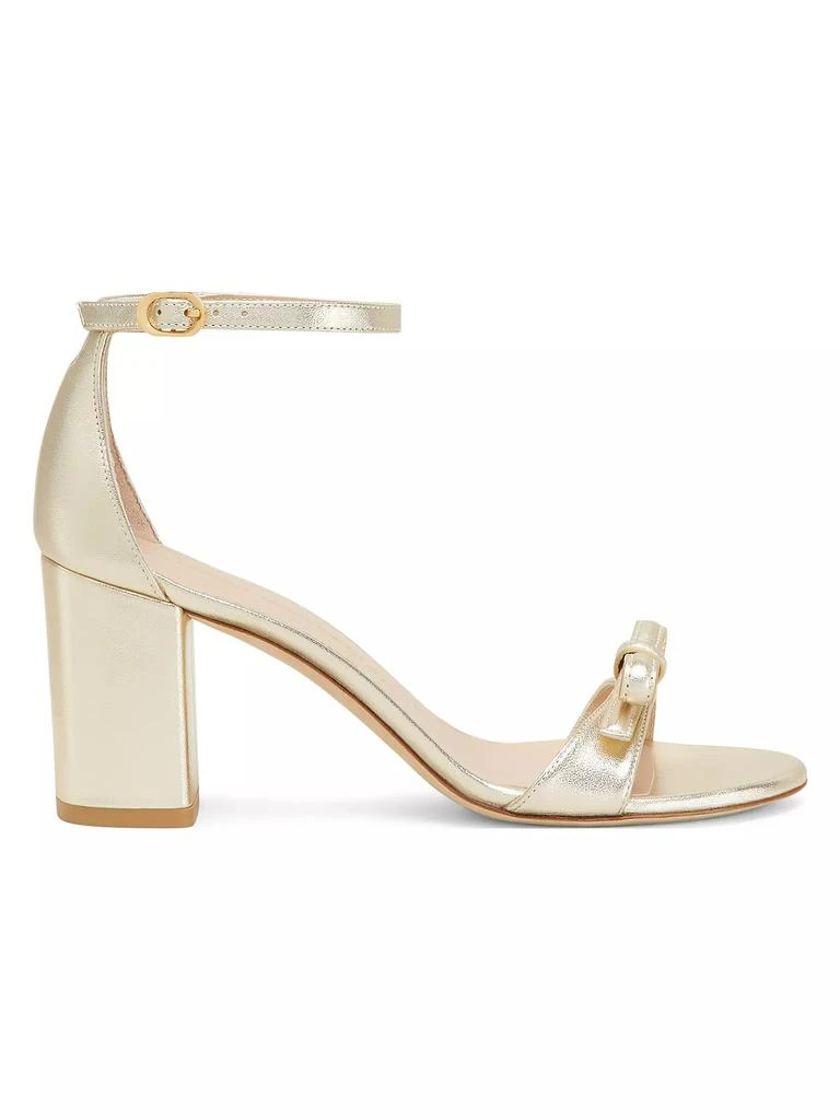 Stuart Weitzman Felicity 75MM Bow-Detailed Metallic Leather Sandals 1