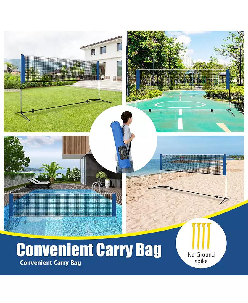 SKONYON 10/14 Feet Adjustable Badminton Net Stand with Portable Carry Bag-10 Feet