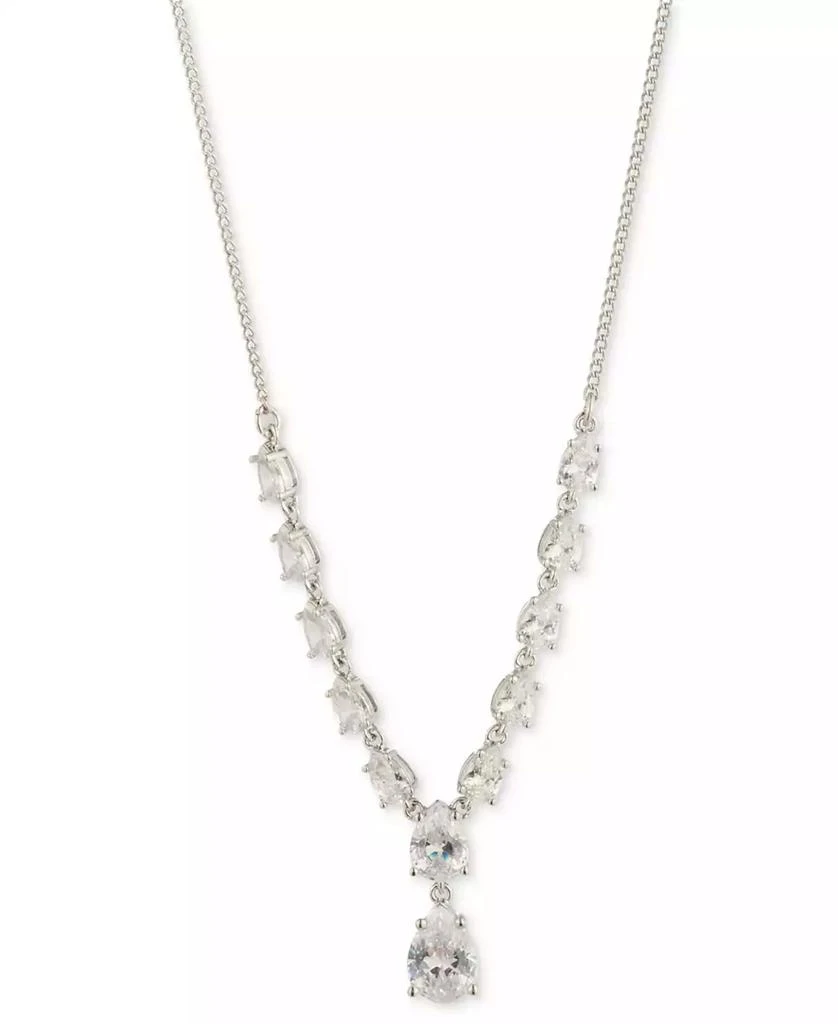 Givenchy Silver-Tone Crystal Pear Fancy Lariat Necklace, 16" + 3" extender 1