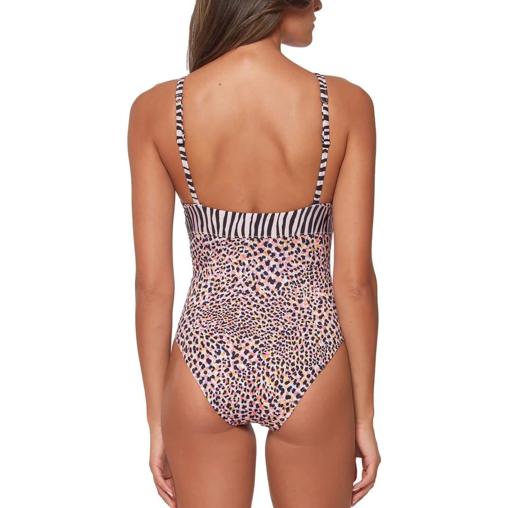 Sanctuary Womens Printed V-Neck One-Piece Swimsuit 2