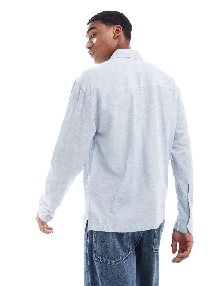 HOLLISTER Hollister button  through linen shirt in blue 3