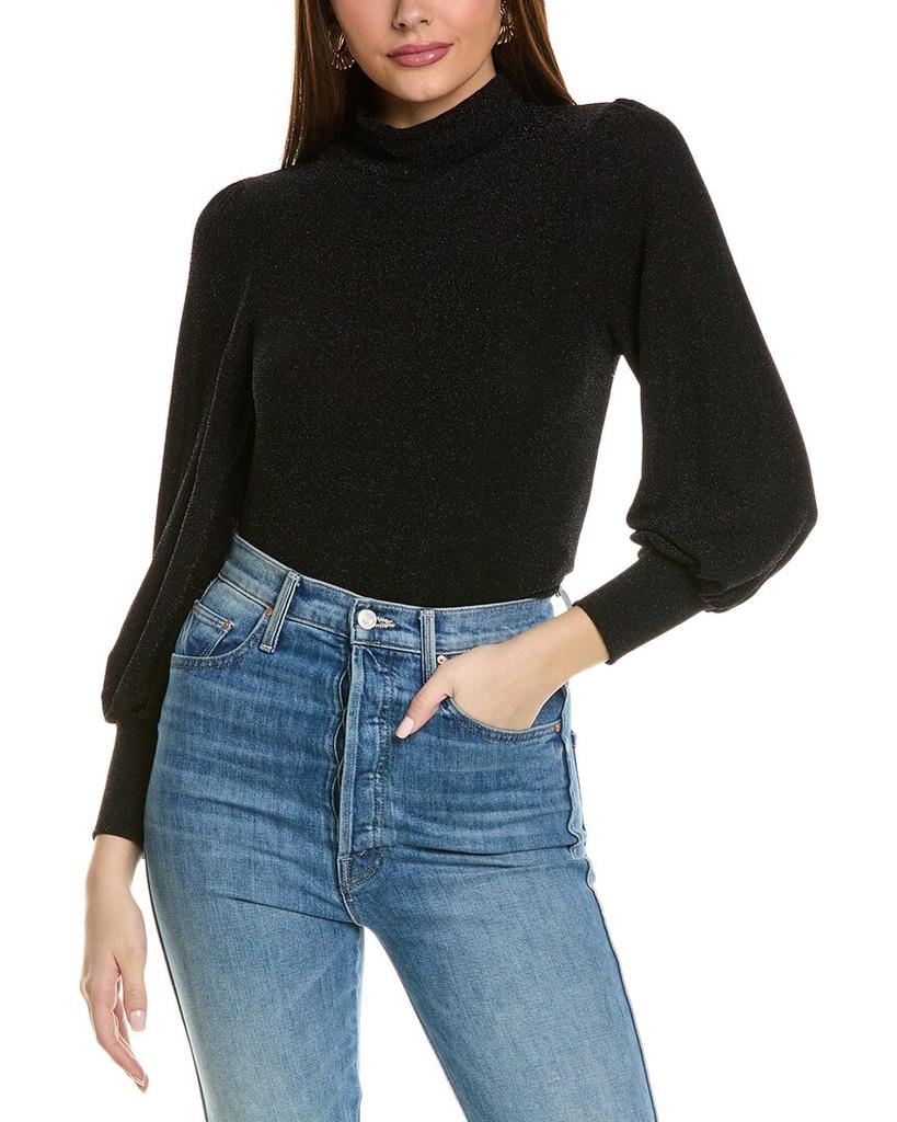 Joan Vass Puff Sleeve Lurex Top
