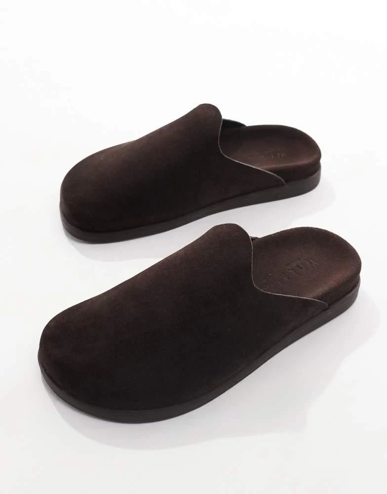 WALK LONDON Walk London Breeze Slip On Mules In Brown Suede 2