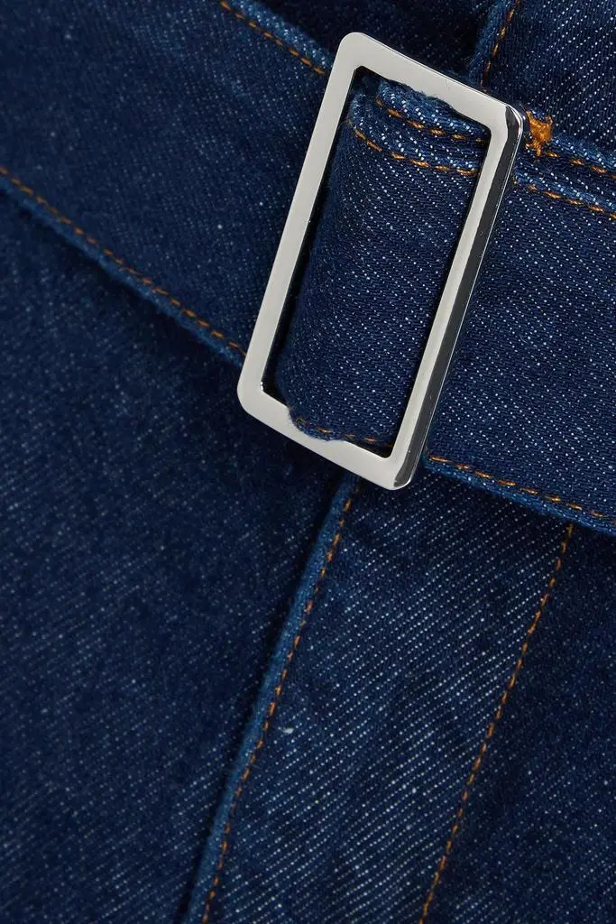 FRAME The Paper Bag belted pleated high-rise wide-leg jeans 4