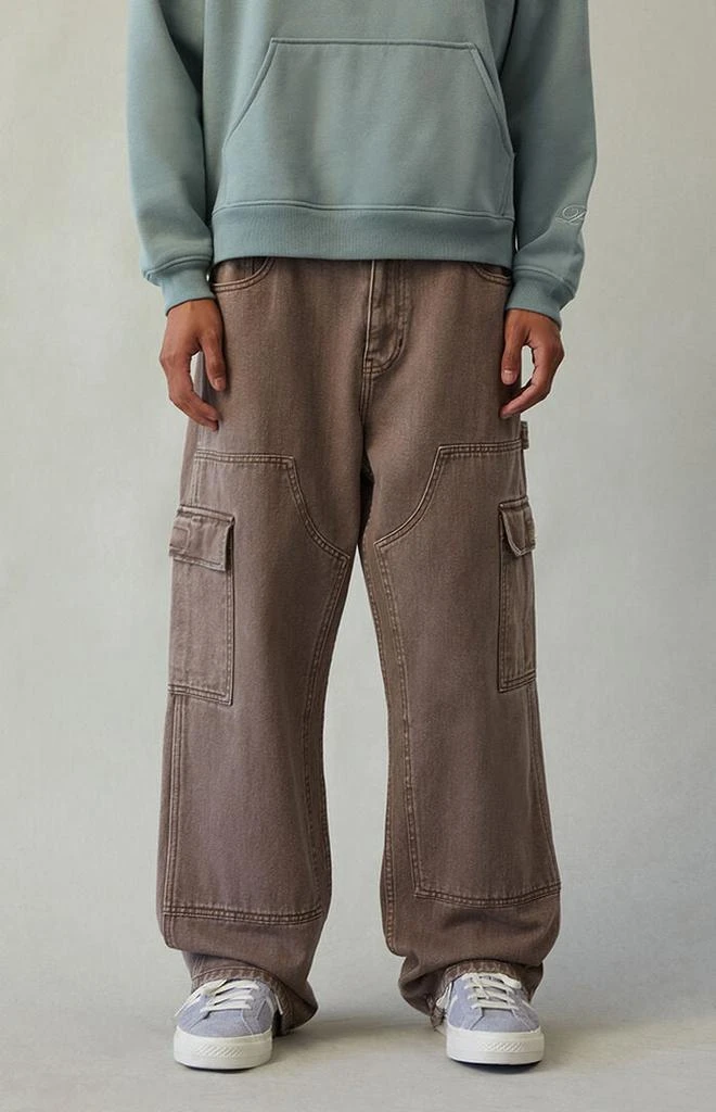 PacSun Dylan Baggy Jeans Cargo Carpenter Washed Brown 2