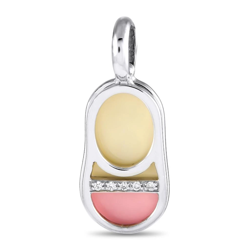 Aaron Basha 18K White Gold Diamond and Enamel Baby Shoe Charm AB08-111124 1