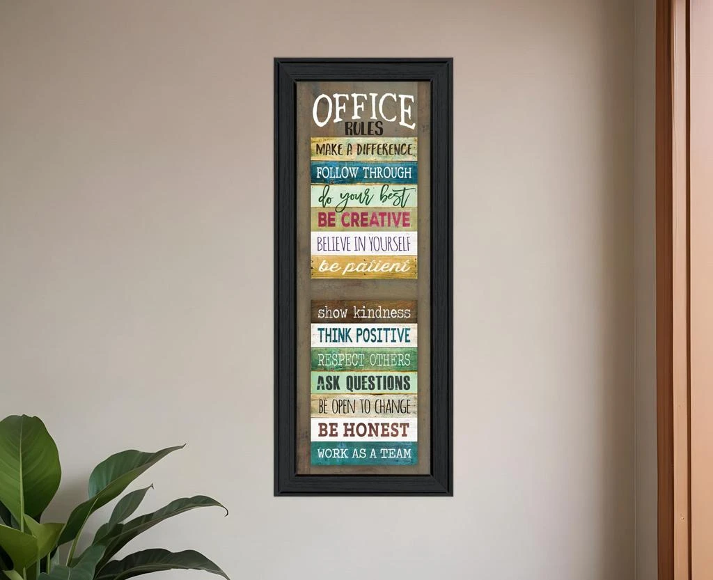Hivvago Office Rules 5 Black Framed Print Wall Art