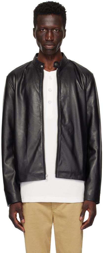 Shop Black Archive Café Racer Leather Jacket on Sale at