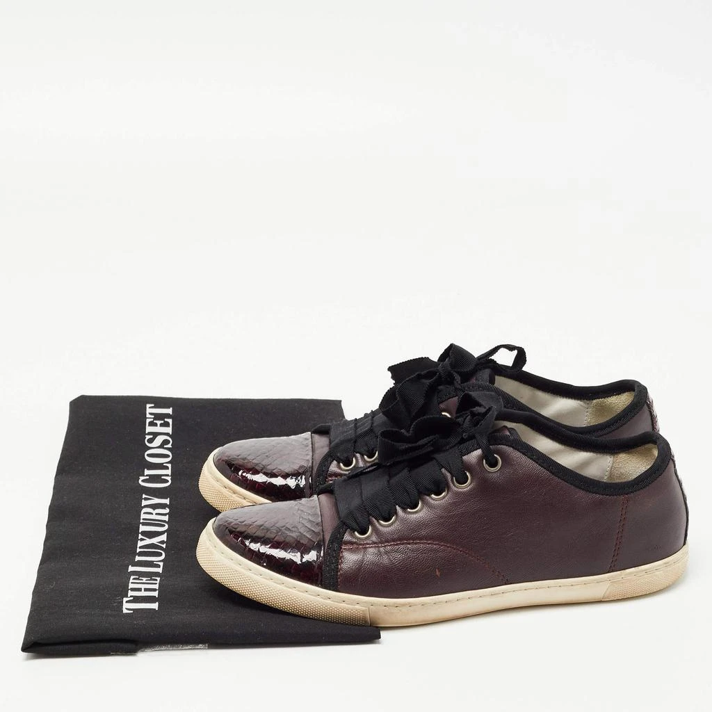 Lanvin Lanvin Burgundy Leather and Embossed Python Cap Toe Low Top Sneakers Size 37 10