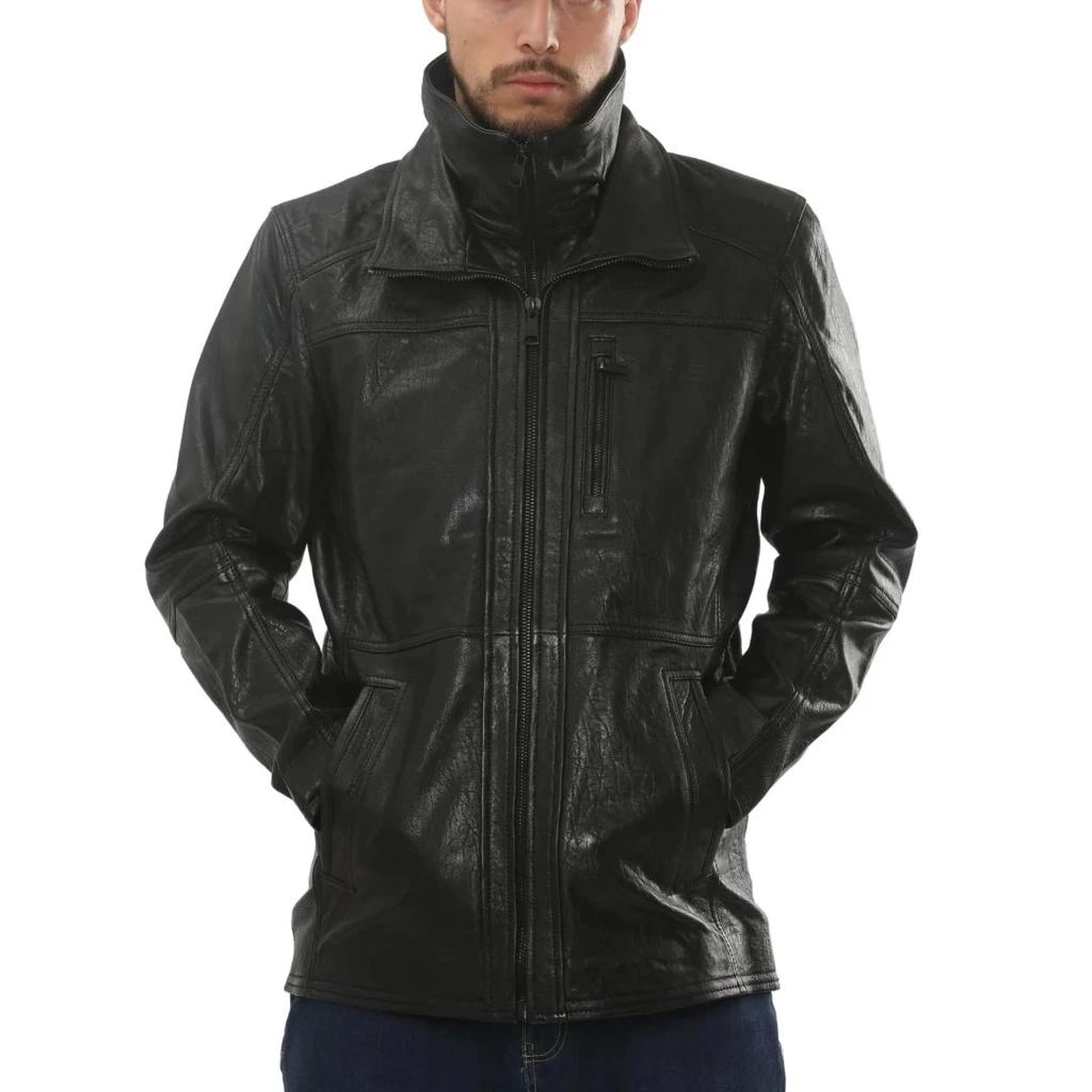 TruClothing Leather Motorcycle Jacket Classic Biker Coat
