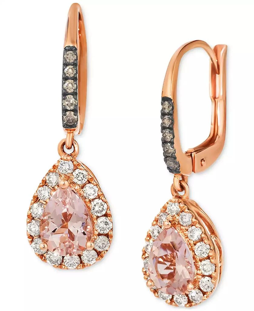 Le Vian Peach Morganite (1 ct. t.w.), Nude Diamond (3/8 ct. t.w.) & Chocolate Diamond (1/10 ct. t.w.) Teardrop Earrings in 14k Strawberry Gold 1