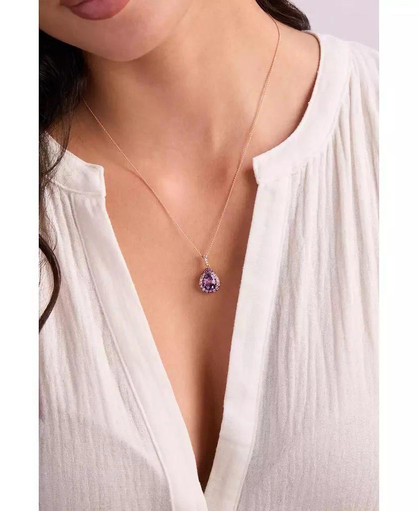 Le Vian Multi-Gemstone (2-1/5 ct. t.w.) & Nude Diamond (1/6 ct. t.w.) Pear Halo Adjustable 20" Pendant Necklace in 14k Rose Gold 3