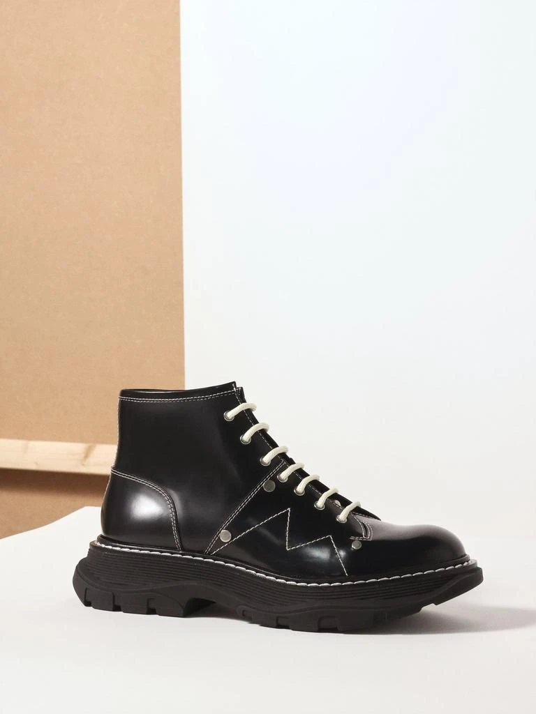 Alexander McQueen Tread Slick contrast-stitch leather boots 1