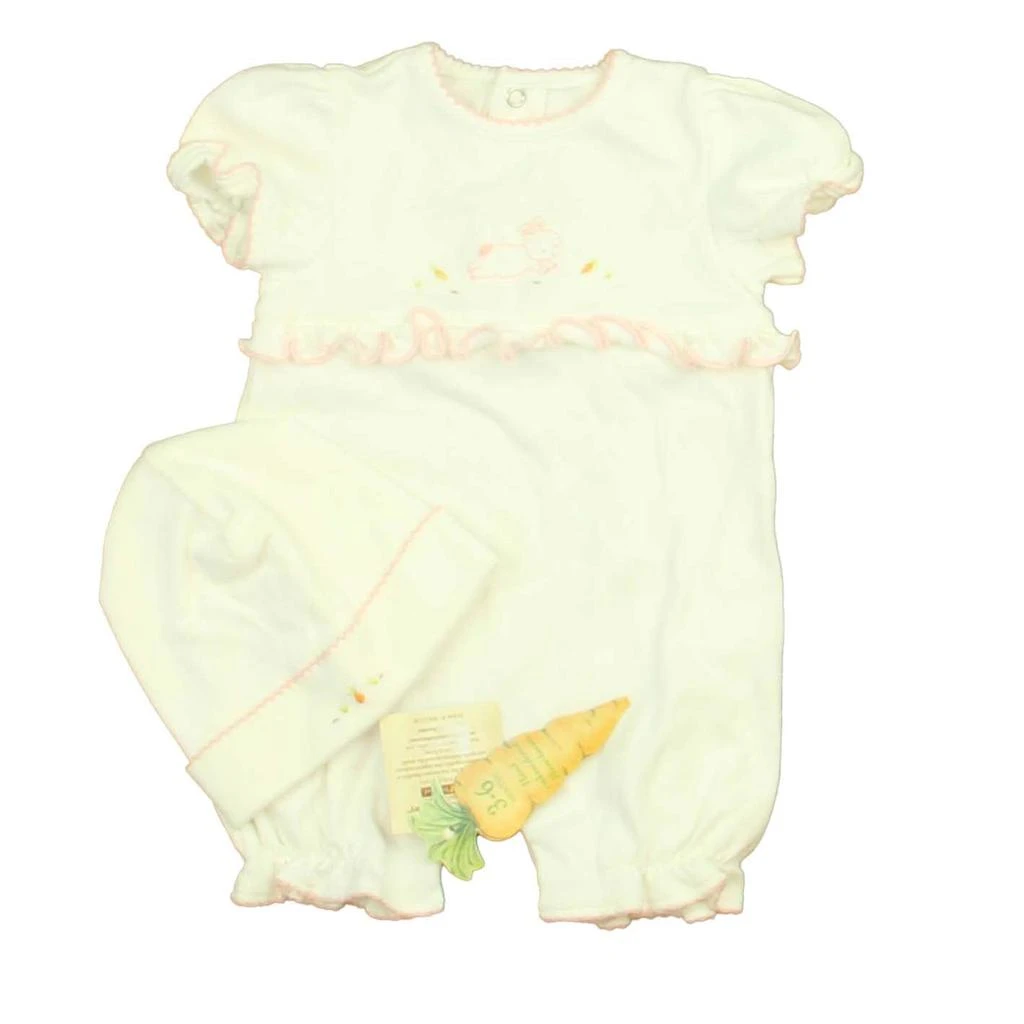 Bunnies By The Bay Girls White | Pink Bunny Romper from Premium Outlets