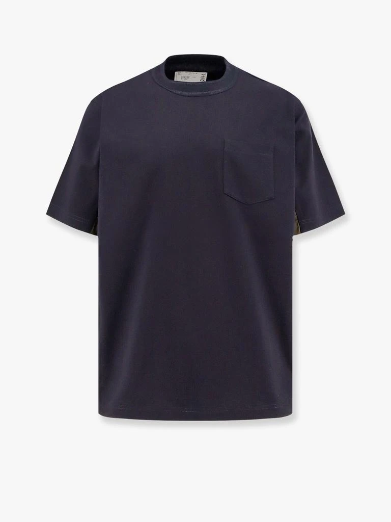 Sacai Cotton t-shirt with nylon inserts 1