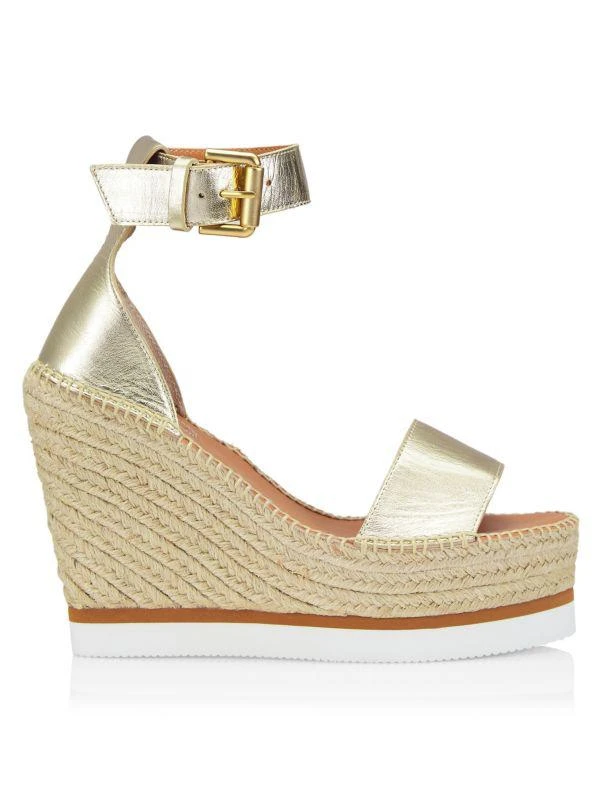 See by Chloé Glyn Metallic Leather Espadrille Wedges 1