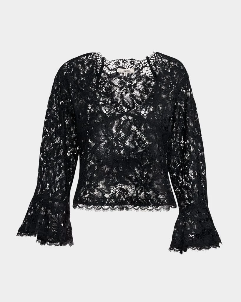 Dorothee Schumacher Lacy Dream Cropped Flare-Sleeve Blouse 1