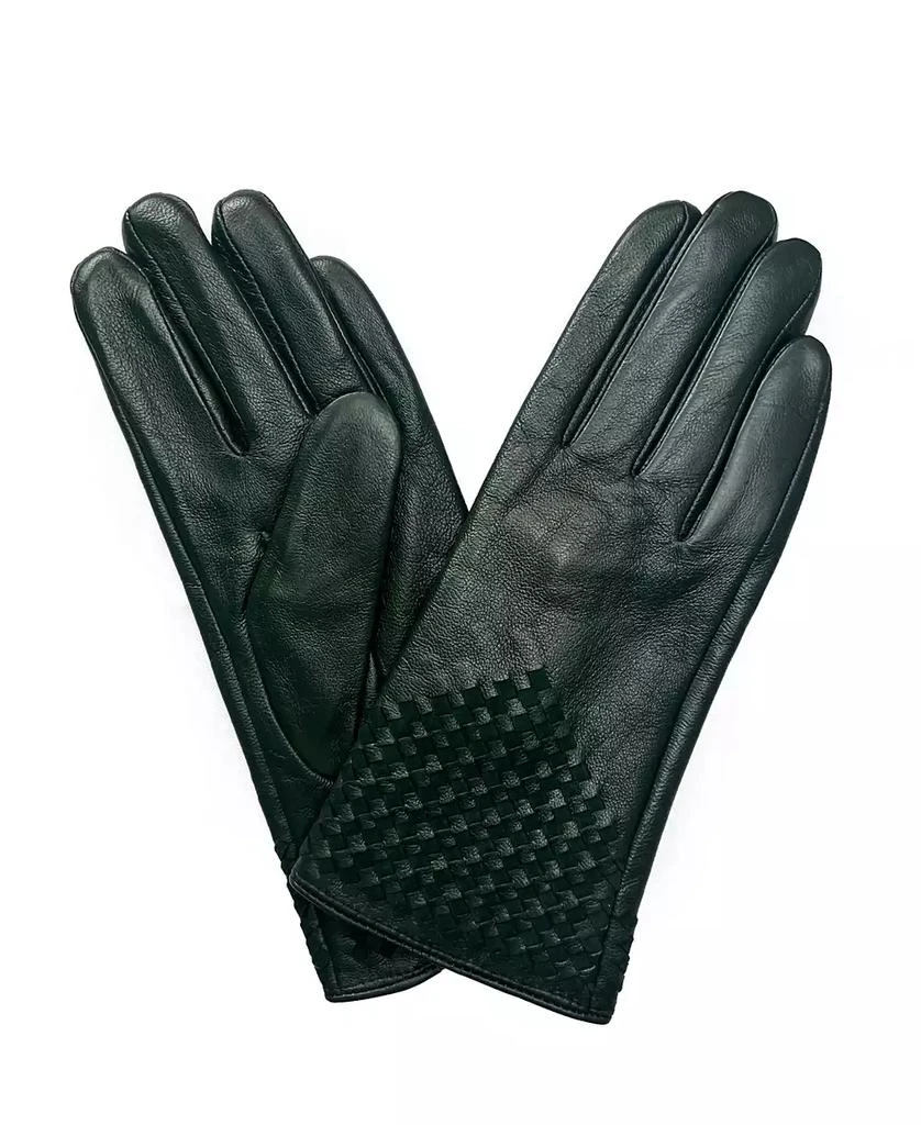 MARCUS ADLER Women
s Woven Genuine Leather Touchscreen Glove 1