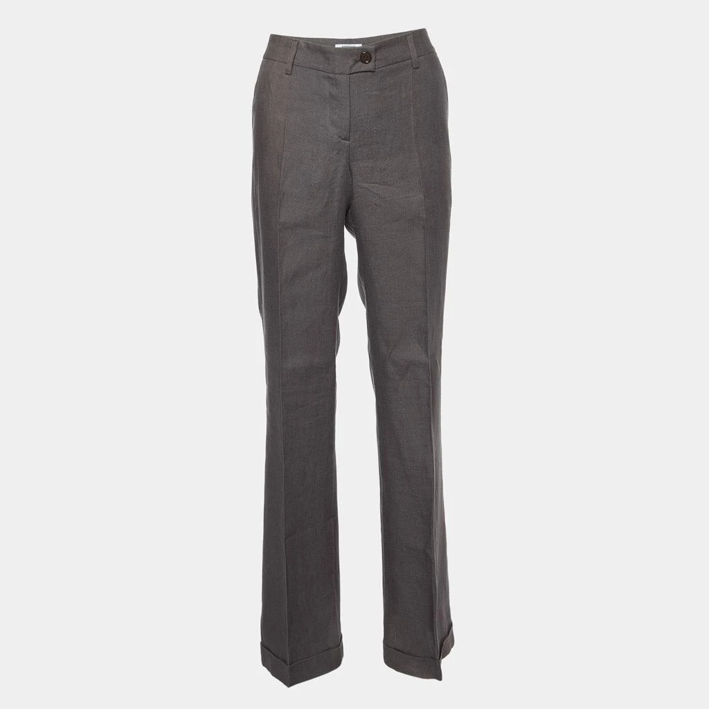 Moschino Moschino Cheap and Chic Brown Linen Flared Trousers M 1