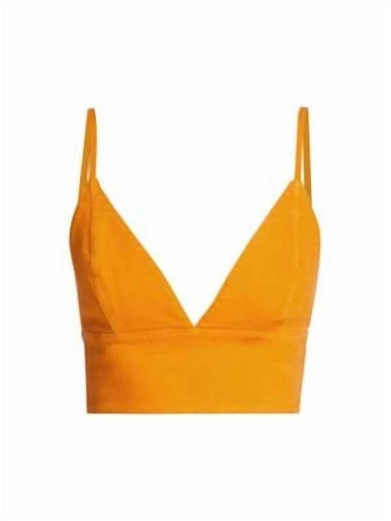 Alice + Olivia Carli Denim Crop Bra Top In Tangerine 5
