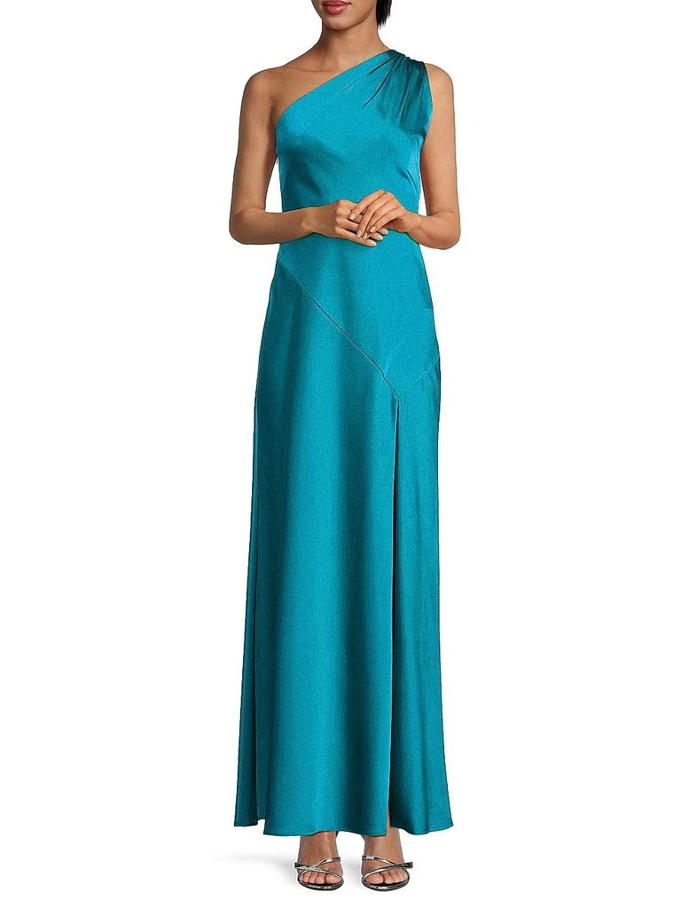 Liv Foster Satin One-Shoulder Sash Gown 2