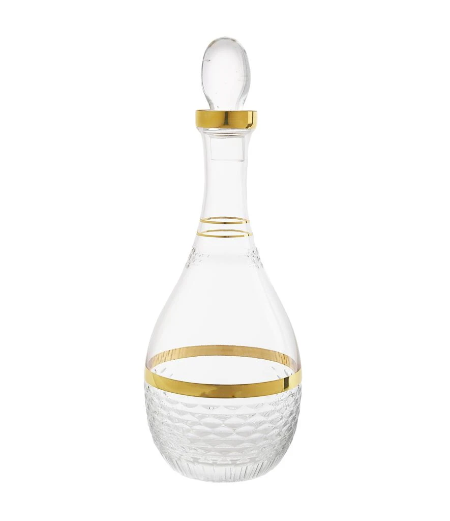 Classic Touch Decor Glass Decanter with Gold and Crystal Detail