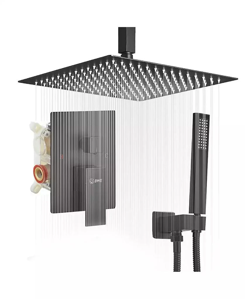 Greenspring Single-Handle 2-Spray Square High Pressure Shower Faucet with 16" Ceiling Shower Head in Chrome (Valve Included)