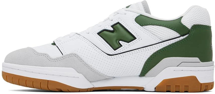 New Balance White & Green 550 Sneakers 3