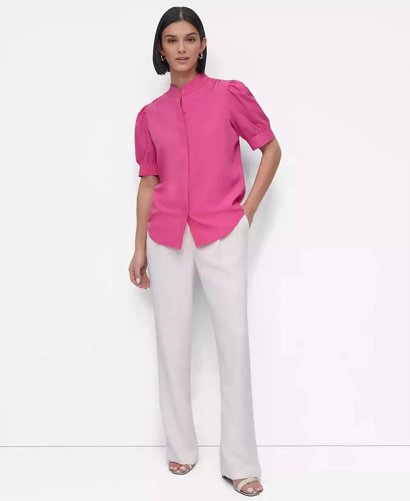 DKNY Women's Mandarin-Collar Puff-Shoulder Shirt 4